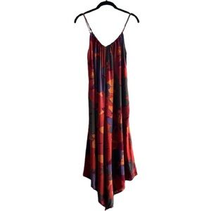 Tysa Sonoma Playsuit Wide Leg Boho Orange Red Reflections Floral Jumpsuit Rayon